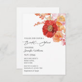 水エレガント色フローラ夏ブライダルシャワー 招待状 (正面/裏面)