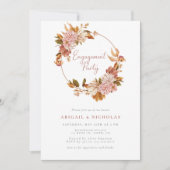 水エレガント色フローラ婚約パーティ 招待状 (正面)