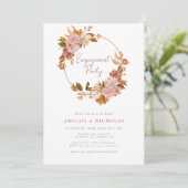 水エレガント色フローラ婚約パーティ 招待状 (スタンド正面)