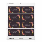 水エレガント色フローラ差出人住所 ラベル (フルシート)