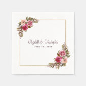 水エレガント色フローラ幾何結婚度の装飾 スタンダードカクテルナプキン (正面)