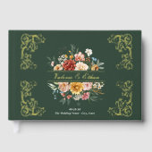 水エレガント色フローラ庭園の結婚式金ゴールド ゲストブック (正面)