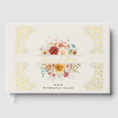 水エレガント色フローラ庭園の結婚式金ゴールド ゲストブック (正面)