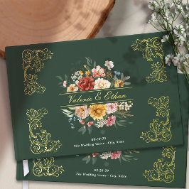 水エレガント色フローラ庭園の結婚式金ゴールド ゲストブック