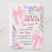 水エレガント色フローラ弓ブライダルシャワーおもしろい 招待状 (正面)