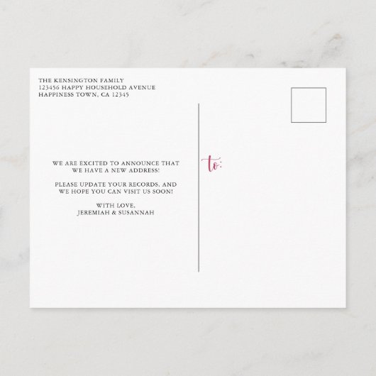 水エレガント色フローラ引っ越しましたの新しい住所 案内ポストカード (裏面)