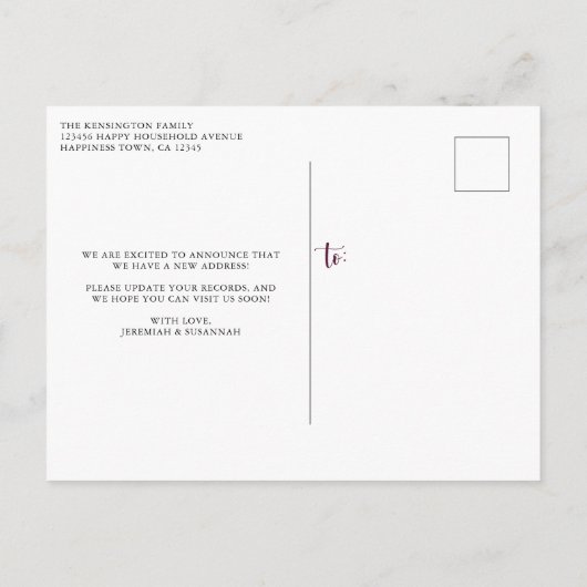 水エレガント色フローラ引っ越しましたの新しい住所 案内ポストカード (裏面)