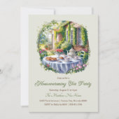 水エレガント色フローラ引っ越し祝いパーティー茶パーティー 招待状 (正面)