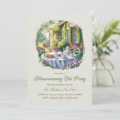 水エレガント色フローラ引っ越し祝いパーティー茶パーティー 招待状 (スタンド正面)