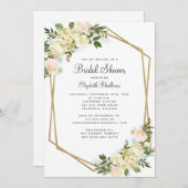 水エレガント色フローラ形成ブライダルシャワー 招待状 (正面/裏面)