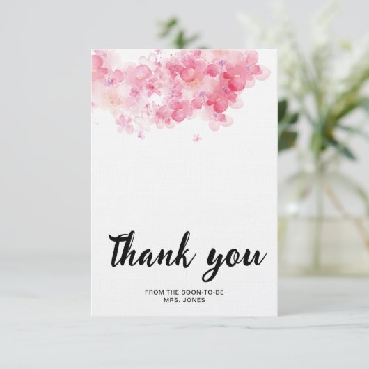 水エレガント色フローラ感謝していブライダルシャワー カード (スタンド正面)