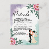 水エレガント色フローラ新郎新婦結婚ズ エンクロージャーカード (正面)