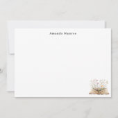 水エレガント色フローラ書パーソナライズされた ノートカード (正面)