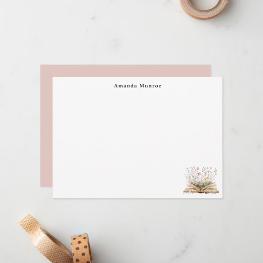 水エレガント色フローラ書パーソナライズされた ノートカード (正面/裏面インサイチュ)