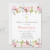 水エレガント色フローラ最初の通信 招待状 (正面)