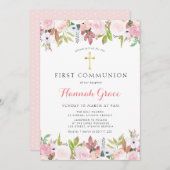 水エレガント色フローラ最初の通信 招待状 (正面/裏面)