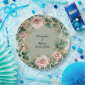 水エレガント色フローラ枠 ペーパープレート (パーティー)