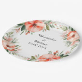 水エレガント色フローラ枠 ペーパープレート (アングル)