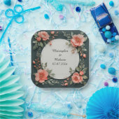 水エレガント色フローラ枠 ペーパープレート (パーティー)