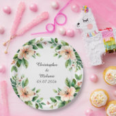 水エレガント色フローラ枠 ペーパープレート (パーティー)