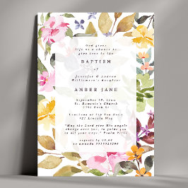 水エレガント色フローラ植物洗礼 招待状