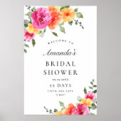 水エレガント色フローラ歓迎ブライダルシャワー ポスター (正面)