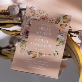 水エレガント色フローラ淡い色のピンク甘い16 招待状