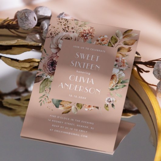 水エレガント色フローラ淡い色のピンク甘い16 招待状