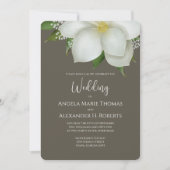 水エレガント色フローラ白マグノリア花 招待状 (正面)