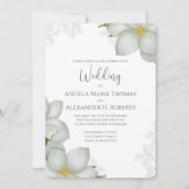 水エレガント色フローラ白マグノリア花 招待状 (正面)