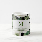 水エレガント色フローラ白黒 コーヒーマグカップ (中央)