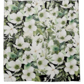 水エレガント色フローラ白黒 シャワーカーテン (正面)