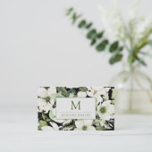 水エレガント色フローラ白黒 名刺 (スタンド正面)