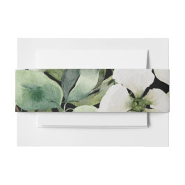 水エレガント色フローラ白黒 招待状ベリーバンド