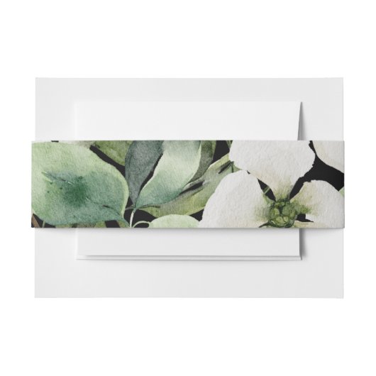 水エレガント色フローラ白黒 招待状ベリーバンド (正面例)