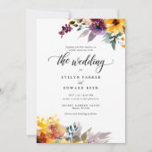 水エレガント色フローラ秋の結婚式 招待状 (正面)