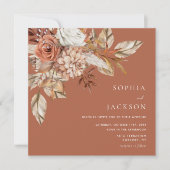水エレガント色フローラ秋冬の結婚式 招待状 (正面)