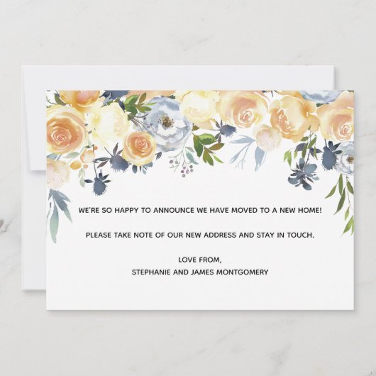 水エレガント色フローラ移動案内カード 案内状 (裏面)