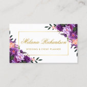 水エレガント色フローラ紫ウルトラバイオレット金ゴールド 名刺 (正面)