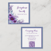 水エレガント色フローラ紫ブルー スクエア名刺 (正面/裏面)