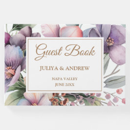 水エレガント色フローラ結婚のゲストブック ゲストブック