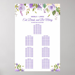 水エレガント色フローラ結婚の座席表 ポスター