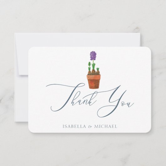 水エレガント色フローラ結婚の感謝 サンキューカード (正面)
