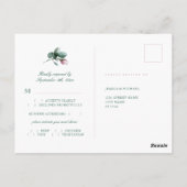 水エレガント色フローラ結婚の食事の選択RSVP ポストカード (裏面)