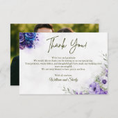 水エレガント色フローラ結婚サンキューカード サンキューカード (正面/裏面)