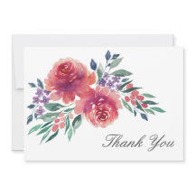 水エレガント色フローラ結婚サンキューカード