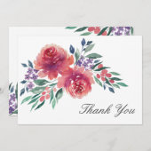 水エレガント色フローラ結婚サンキューカード 招待状 (正面/裏面)