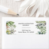 水エレガント色フローラ結婚差出人住所 ラベル (インサイチュ)