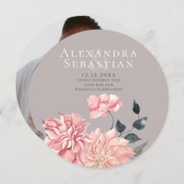 水エレガント色フローラ結婚式の日付を保存 セーブザデート