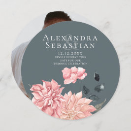 水エレガント色フローラ結婚式の日付を保存 セーブザデート